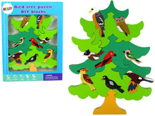 Dřevěné puzzle strom s ptáky 3D skládačka pro děti