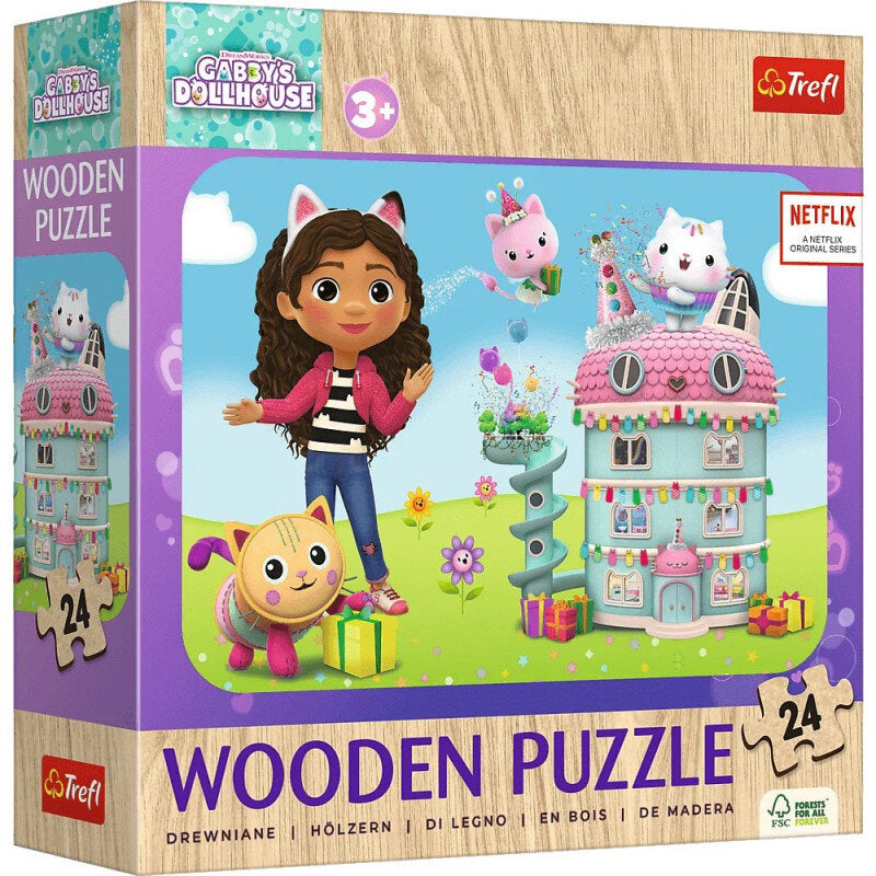 Dřevěné puzzle Veselá Gabby a přátelé 24 dílků – Trefl