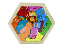 Dřevěné puzzle zvířátka 12 dílků – barevné logické