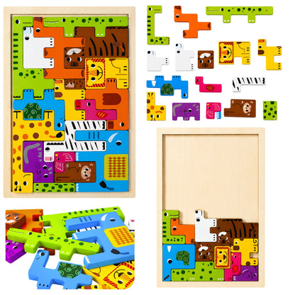 Dřevěné puzzle zvířátka 20 dílků – logická skládačka pro děti