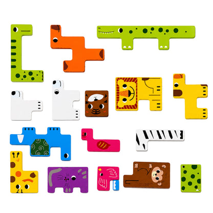 Dřevěné puzzle zvířátka 20 dílků – logická skládačka pro děti