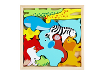 Dřevěné puzzle zvířátka lev králík – 12 dílků pro děti 3 +