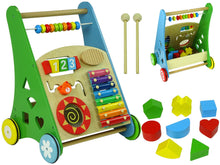Dřevěný chodítko sorter geometrické tvary cymbálky korálky