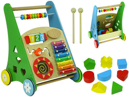 Dřevěný chodítko sorter geometrické tvary cymbálky korálky