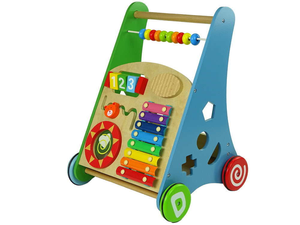 Dřevěný chodítko sorter geometrické tvary cymbálky korálky