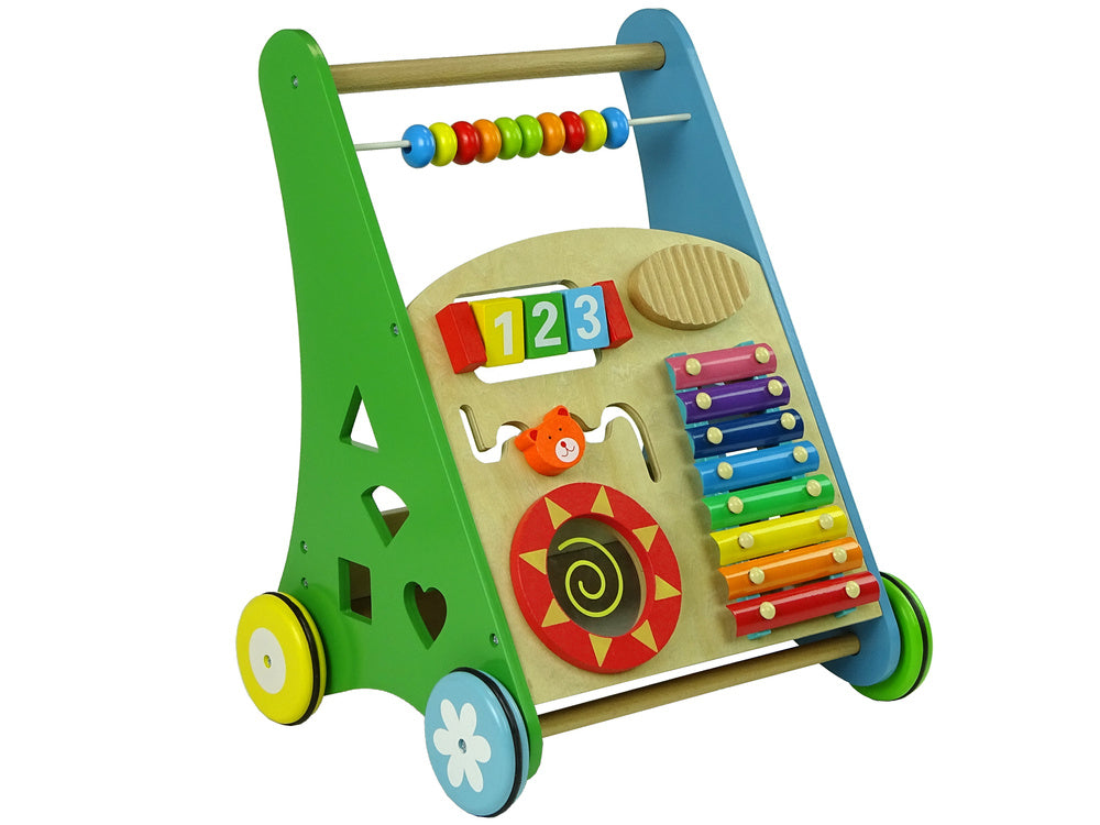 Dřevěný chodítko sorter geometrické tvary cymbálky korálky