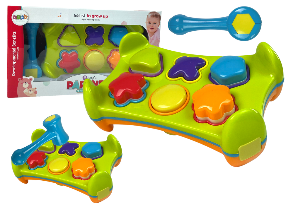 Dřevěný edukační sorter s kladívkem – oboustranný