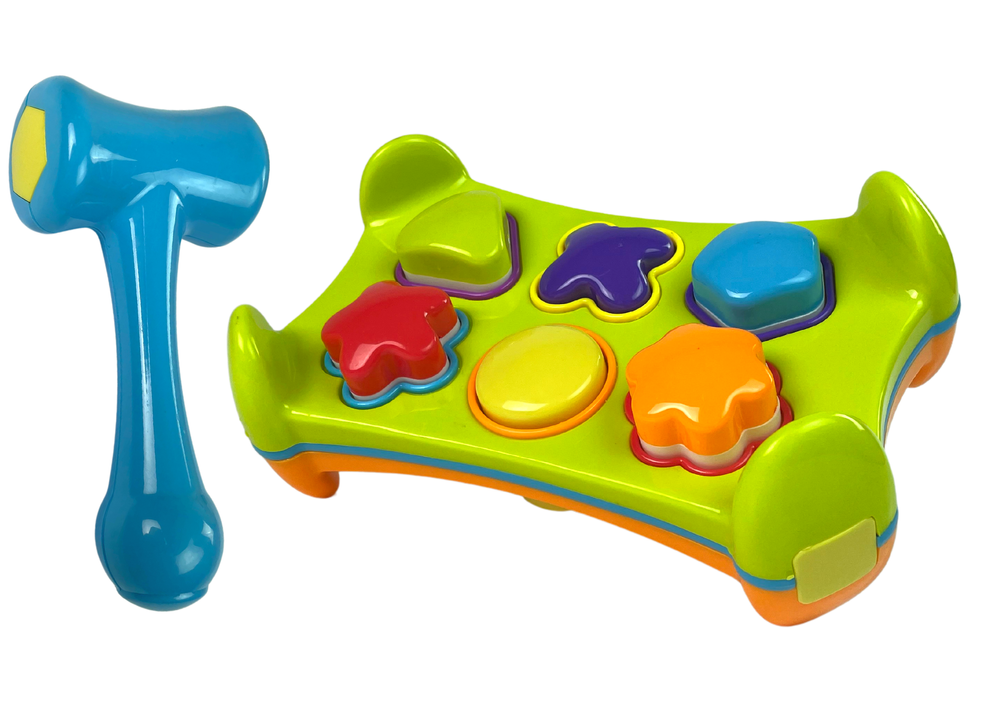 Dřevěný edukační sorter s kladívkem – oboustranný
