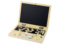 Dřevěný laptop s kreslicí tabulkou – s kostkami | dětská hračka
