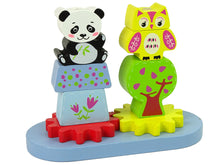Dřevěný sorter zvířátka sova panda s ozubenými koly