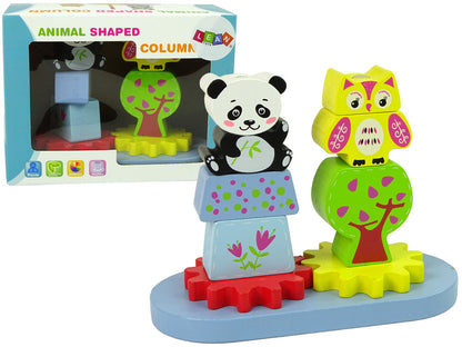 Dřevěný sorter zvířátka sova panda s ozubenými koly