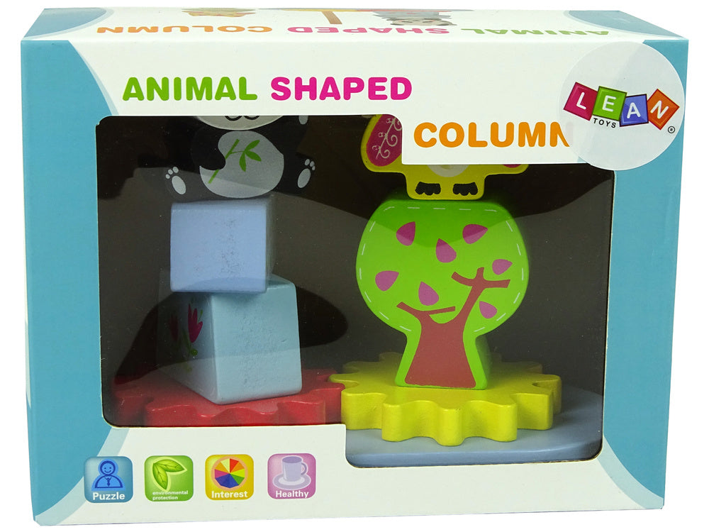 Dřevěný sorter zvířátka sova panda s ozubenými koly
