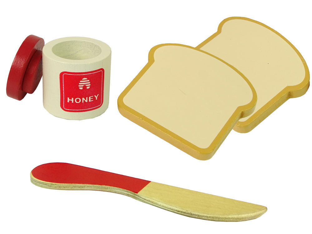 Dřevěný toaster s příslušenstvím pro dětskou kuchyňku