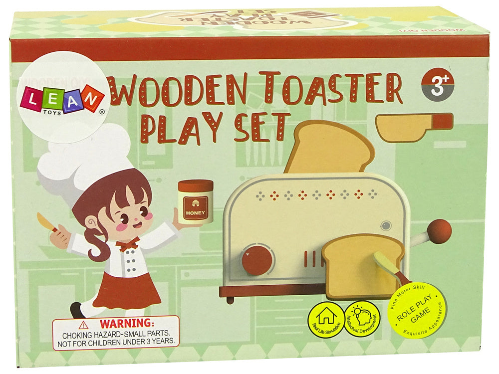 Dřevěný toaster s příslušenstvím pro dětskou kuchyňku