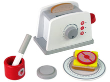 Dřevěný toaster se snídaňovým příslušenstvím – s otočným kolečkem