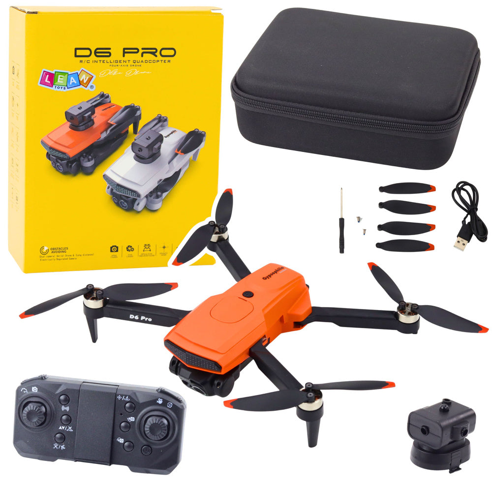 Dron s dvojitou HD kamerou – LED světla D6 PRO | oranžový