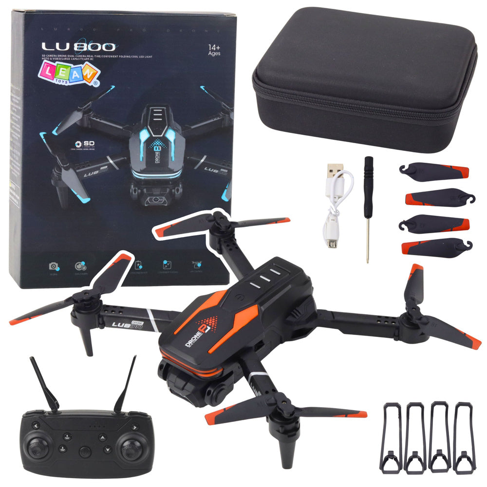 Dron s kamerou LU800 – skládací s LED světly | oranžový