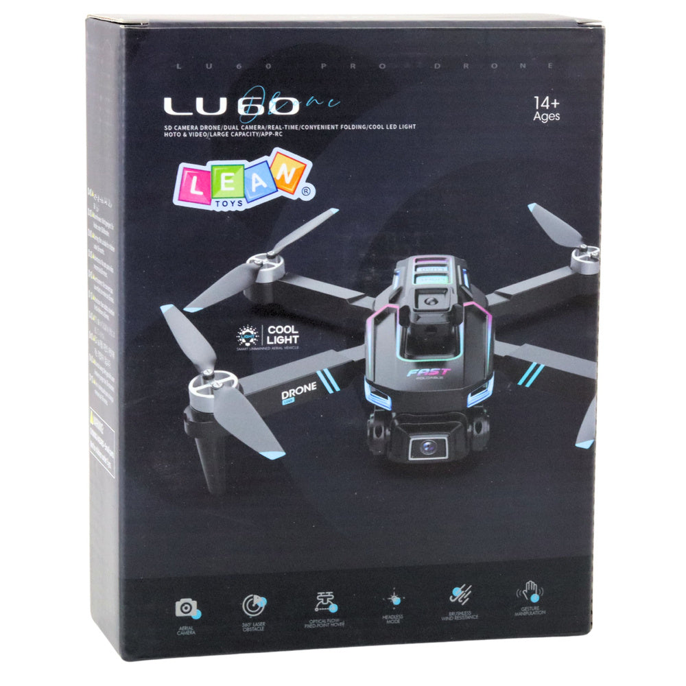 Dron se dvěma kamerami HD – LED světla LU60 | černý