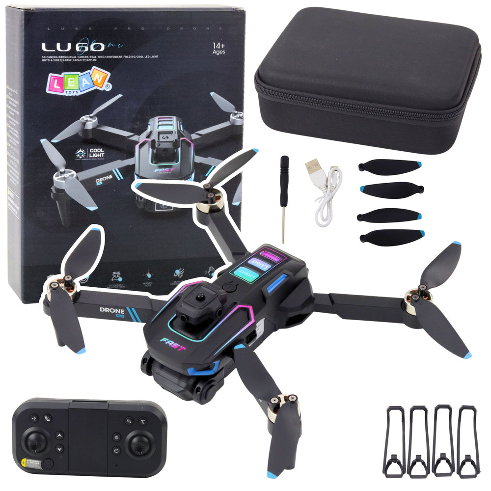 Dron se dvěma kamerami HD – LED světla LU60 | černý