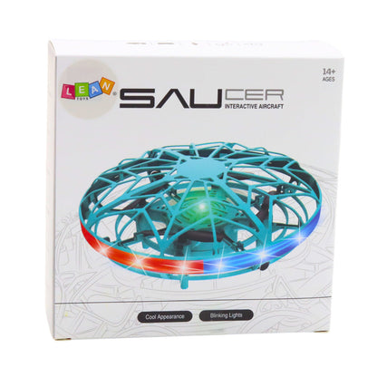Dron UFO ovládaný rukou s LED světly a USB nabíjením tyrkysový