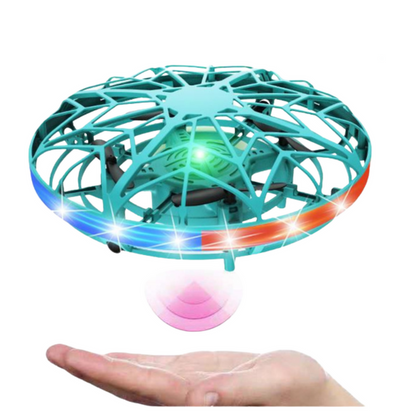 Dron UFO ovládaný rukou s LED světly a USB nabíjením tyrkysový