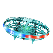 Dron UFO ovládaný rukou s LED světly a USB nabíjením tyrkysový
