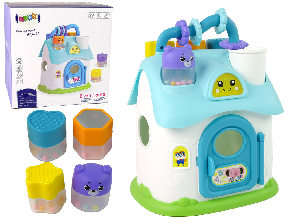 Edukační domek třídič s kostkami – se zvuky | modrý