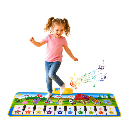 Edukační hudební mata pianino se zvířátky a nástroji 100x36 cm