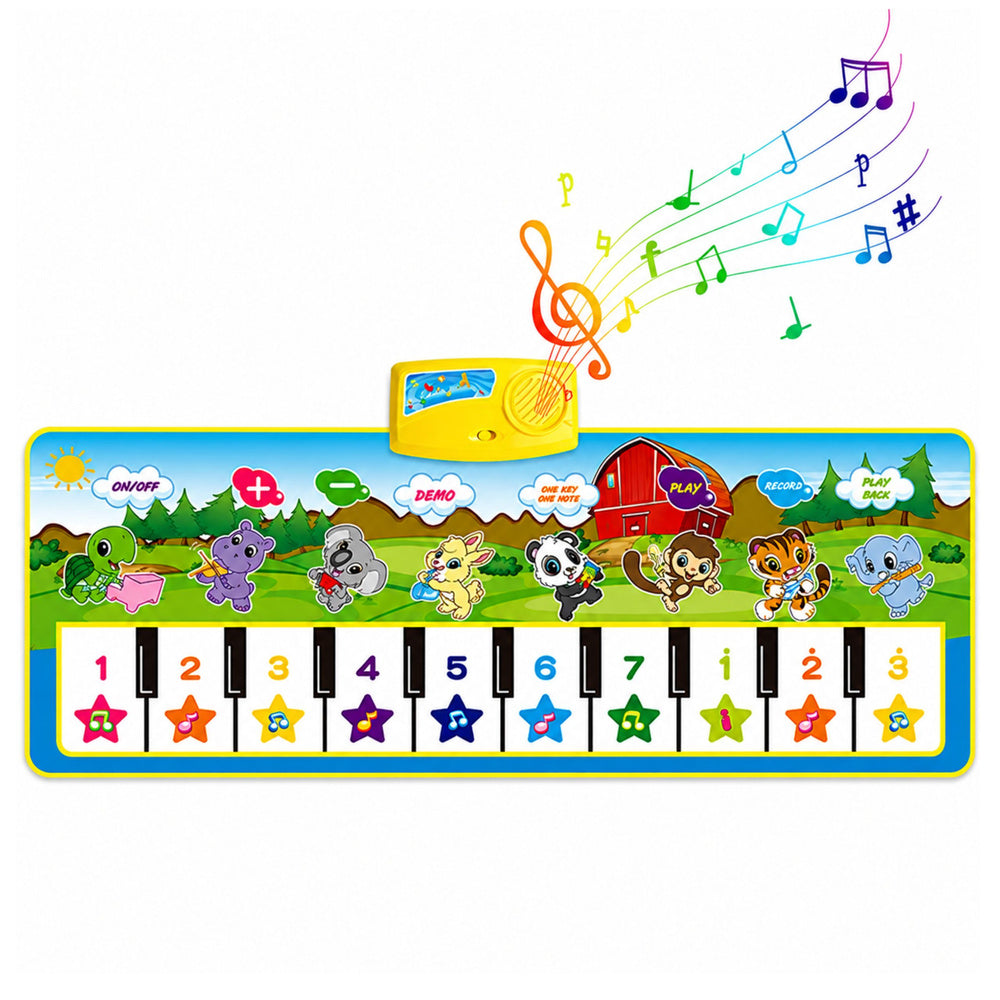 Edukační hudební mata pianino se zvířátky a nástroji 100x36 cm