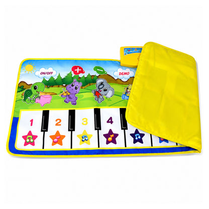 Edukační hudební mata pianino se zvířátky a nástroji 100x36 cm