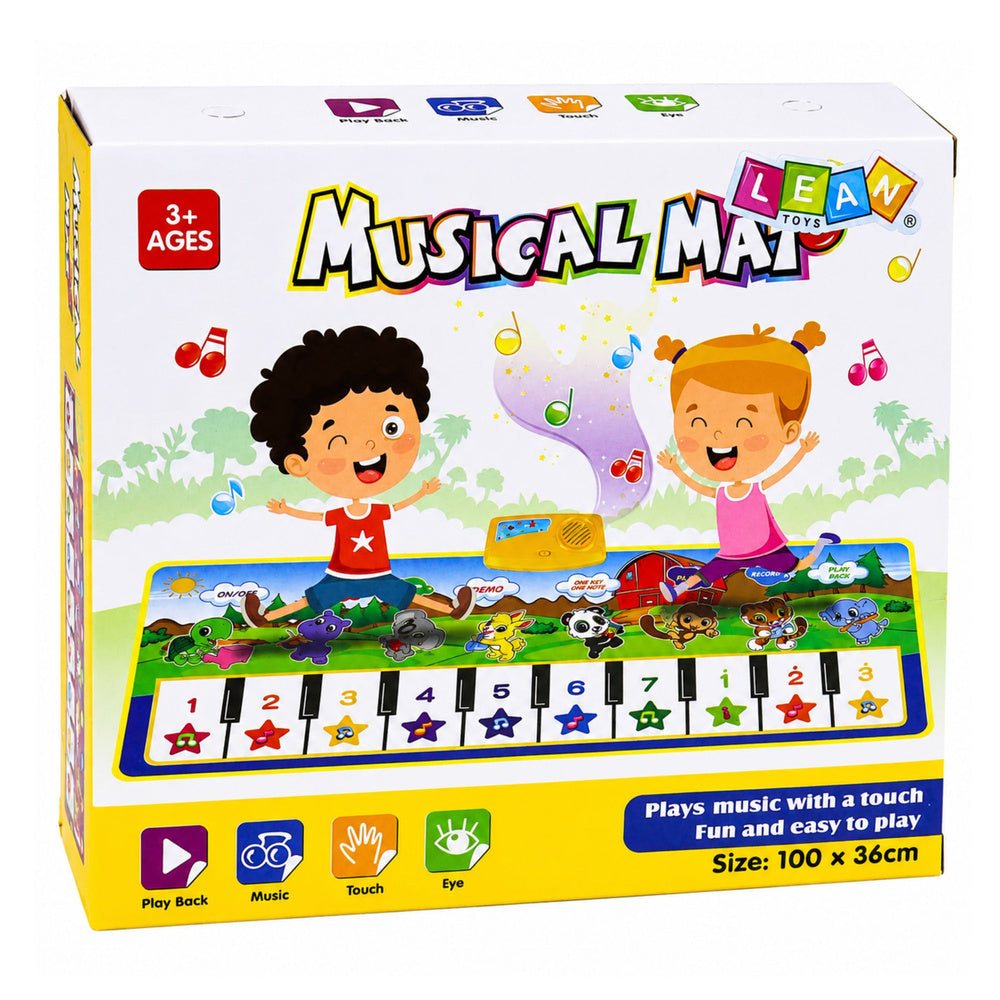 Edukační hudební mata pianino se zvířátky a nástroji 100x36 cm
