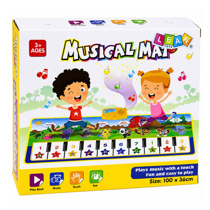 Edukační hudební mata pianino se zvířátky a nástroji 100x36 cm