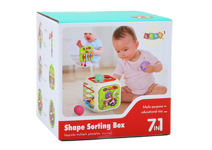 Edukační kostka pro miminka – sorter s klocky 7v1