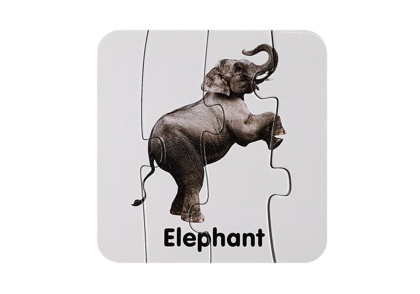 Edukační puzzle Divoká zvířata s anglickými názvy 10 párů