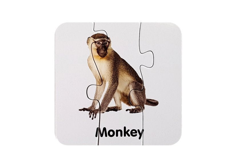 Edukační puzzle Divoká zvířata s anglickými názvy 10 párů