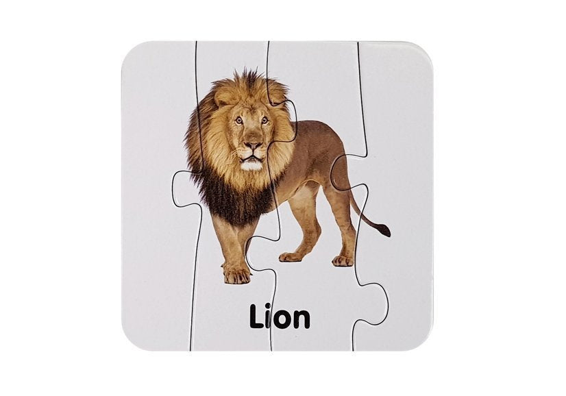 Edukační puzzle Divoká zvířata s anglickými názvy 10 párů