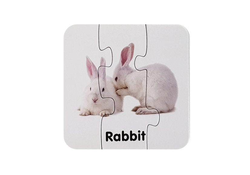 Edukační puzzle Divoká zvířata s anglickými názvy 10 párů