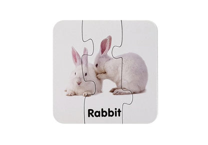 Edukační puzzle Divoká zvířata s anglickými názvy 10 párů