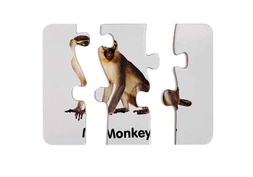 Edukační puzzle Divoká zvířata s anglickými názvy 10 párů