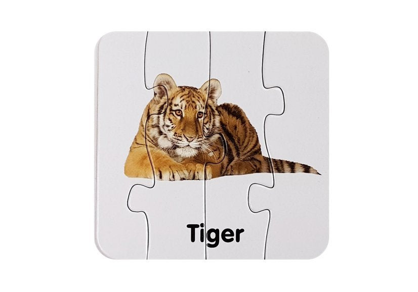 Edukační puzzle Divoká zvířata s anglickými názvy 10 párů