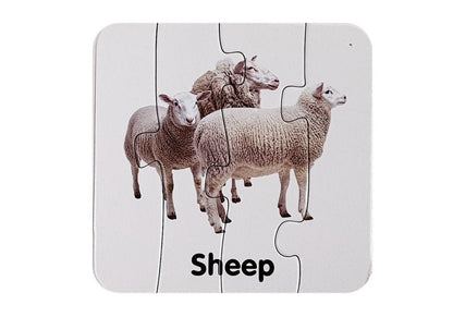 Edukační puzzle Divoká zvířata s anglickými názvy 10 párů