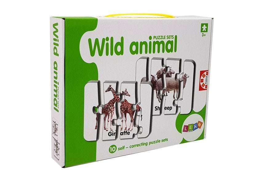Edukační puzzle Divoká zvířata s anglickými názvy 10 párů