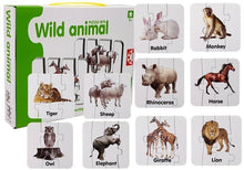 Edukační puzzle Divoká zvířata s anglickými názvy 10 párů