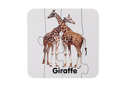 Edukační puzzle Divoká zvířata s anglickými názvy 10 párů