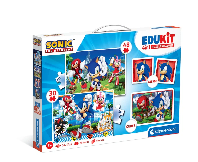 Edukační set Puzzle, Memo & kostky SONIC – Clementoni