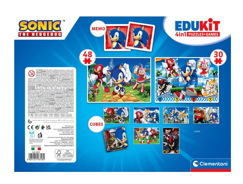 Edukační set Puzzle, Memo & kostky SONIC – Clementoni