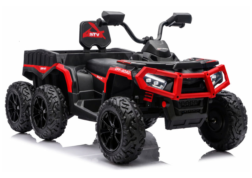 Elektrická čtyřkolka ATV 6 kol s přívěsem 24V 4x4 červená