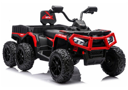 Elektrická čtyřkolka ATV 6 kol s přívěsem 24V 4x4 červená