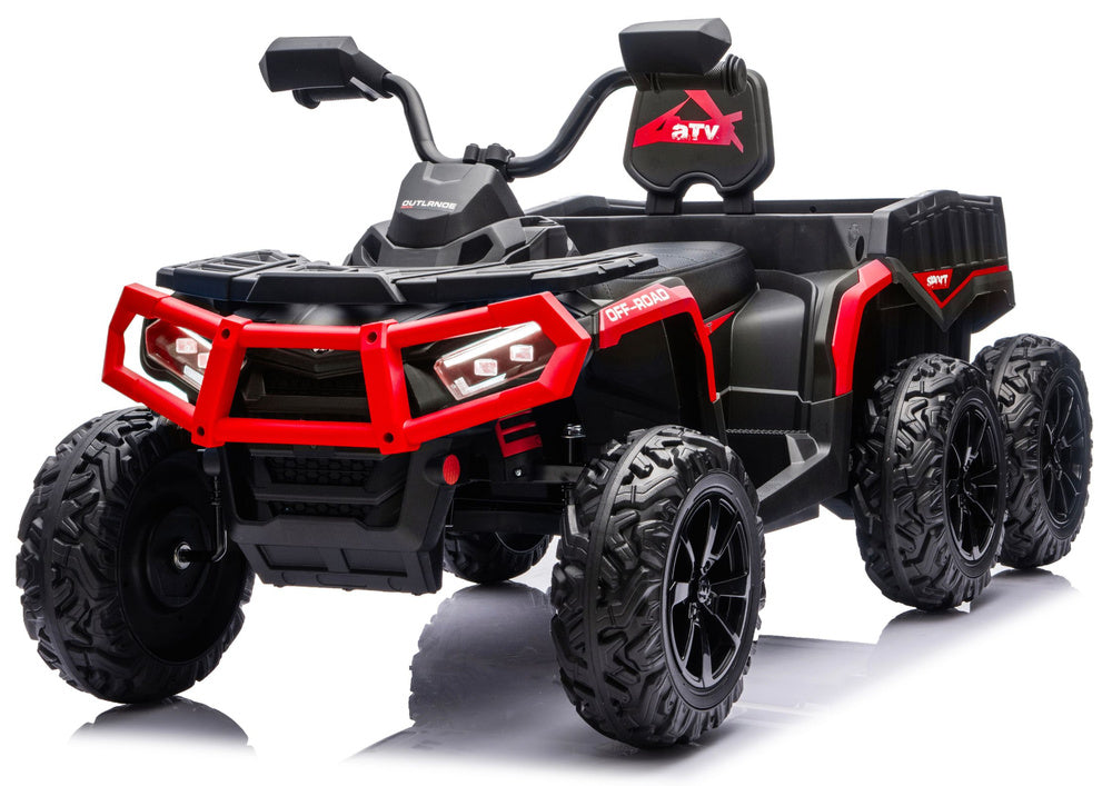 Elektrická čtyřkolka ATV 6 kol s přívěsem 24V 4x4 červená