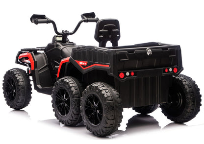 Elektrická čtyřkolka ATV 6 kol s přívěsem 24V 4x4 červená